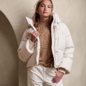 Banana Republic Ivory Alps Puffer Winter Jacket w/ Detatchable Hood - NWT